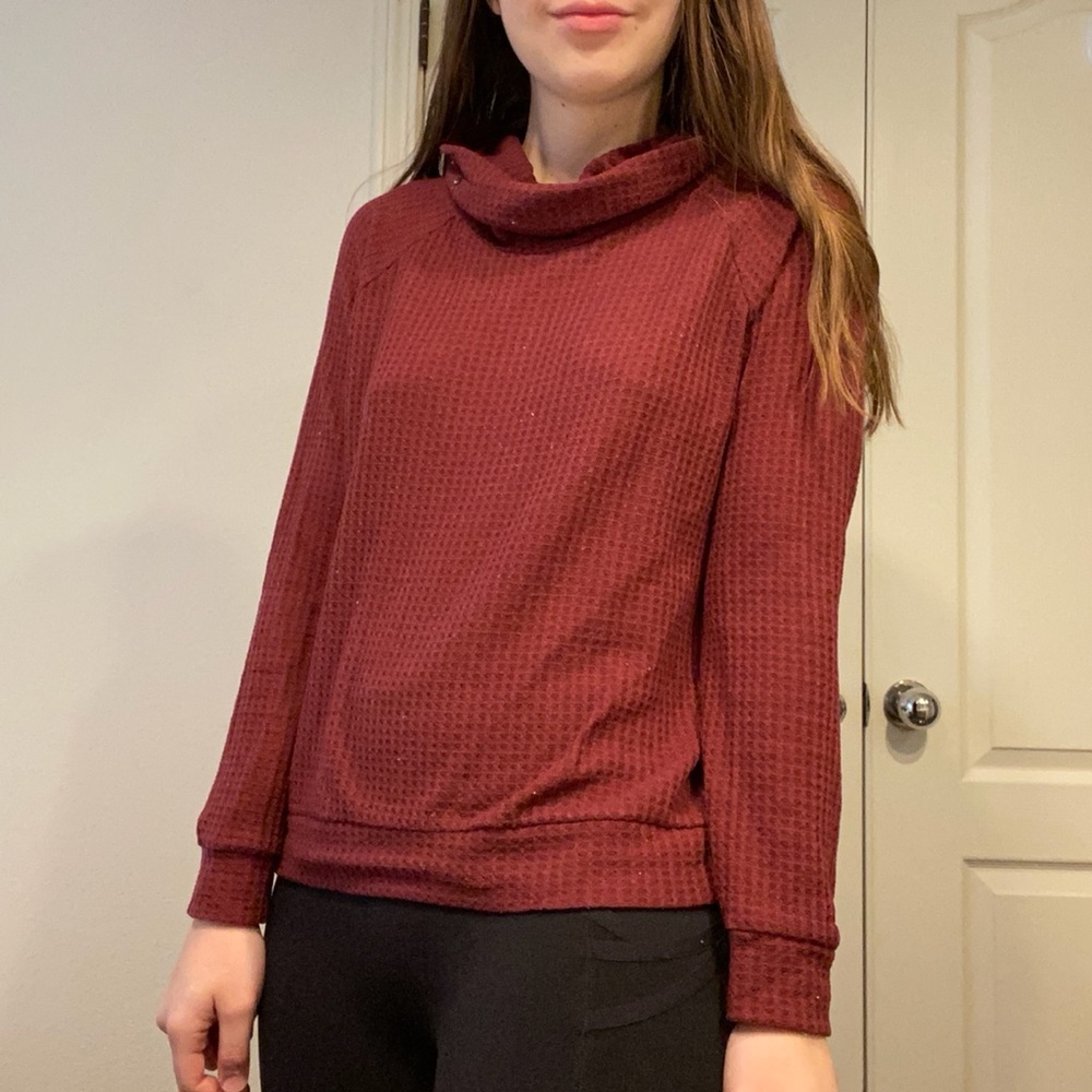 Timing Cowl Neck Red Sweater